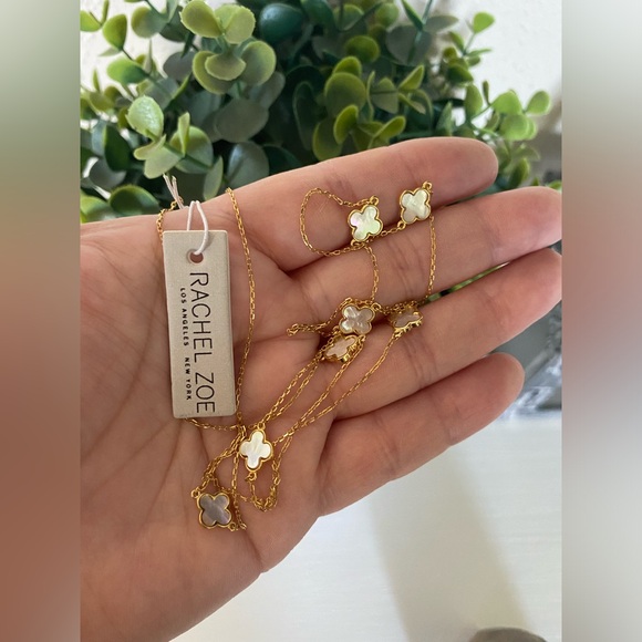 Brand New Rachel Zoe Mother of Pearl Gold over Sterling Silver 925 long necklace - Picture 6 of 8